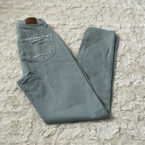 American Eagle Women's Size 000 Regular Green Distressed Mom Straight Jeans